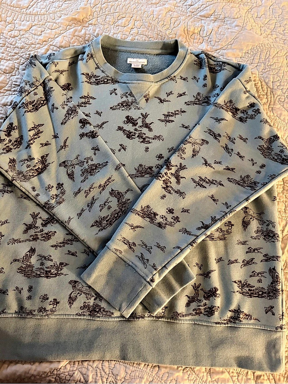 LL Bean Signature Printed Sweatshirt in Blue & Brown XL